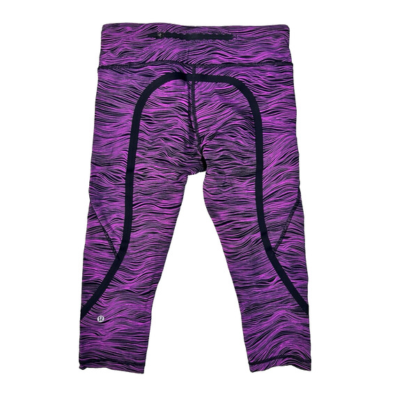 LULULEMON On Track Crop Leggings Life Lines Polar Pink Black Size 6 - Picture 4 of 10